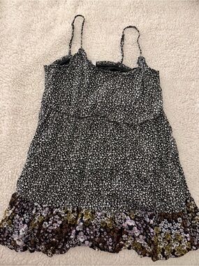 Bp Floral Print Tiered Babydoll Sundress Mini Dress Scoop Neck